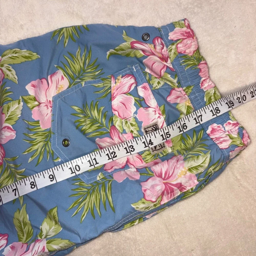 POLO RALPH LAUREN Swim Trunks Mens Large Blue Floral Hibiscus Board Shorts 8in